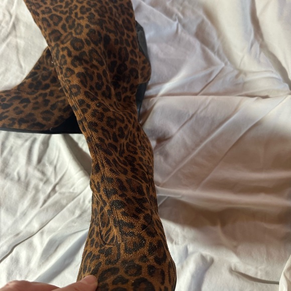 Stuart Weitzman Shoes - Stuart Weitzman Leopard Print Knee-High Boots in Brown and Black